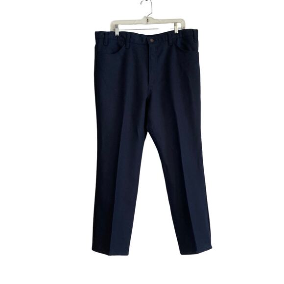 Vintage 70s Levis Black Tab Blue Dacron Polyester Western Pleated Pants Sz 38x28 - Picture 1 of 16